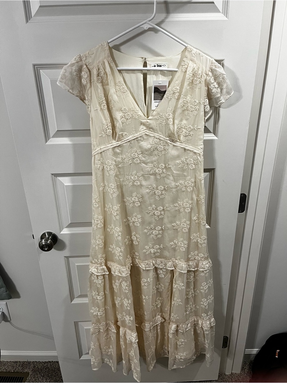 In Bloom Cream Lace Tiered Maxi Dress